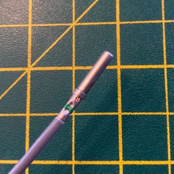 Deutsch DT size-16 socket contact crimped onto 2.0mm² AMC thin-wall automotive cable
